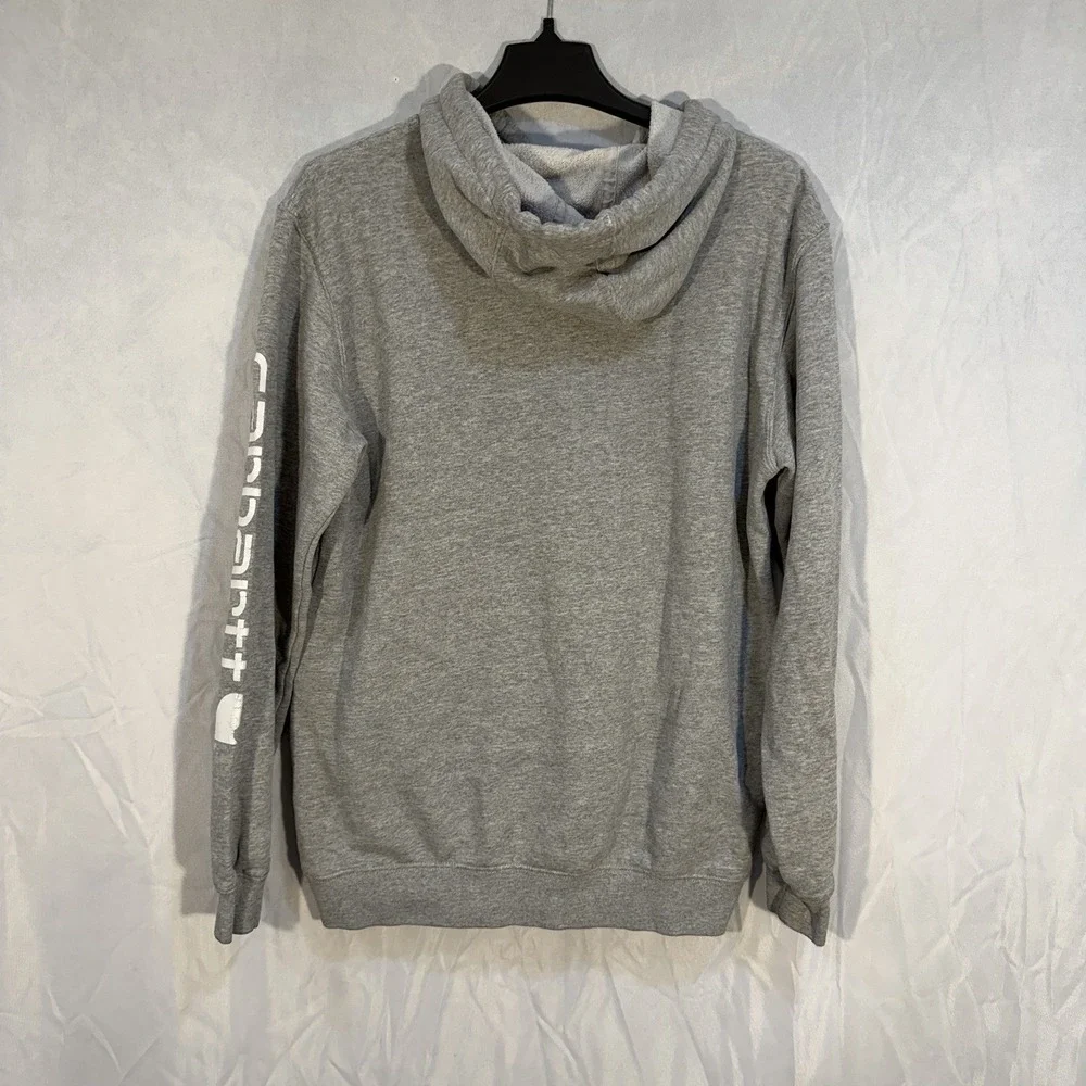 Carhartt‎ Hooded Sweat Parka Pullover Drawstring Hoodie Gray Distress M